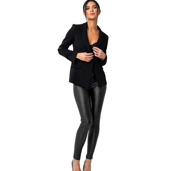 Daniela Corte Rocket Zip Jacket Dark Wash Denim Navy Logo Designer Size 44/L - Picture 1 of 13